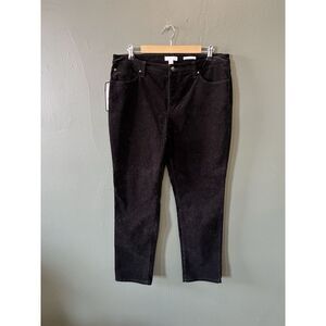 Charter Club Womens Black Velour Lexington Straigh Jeans NEW Size 16P